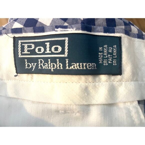 VTG Polo Ralph Lauren Gingham Shorts Blue & White Check Men's 34 100% Cotton - Picture 10 of 10